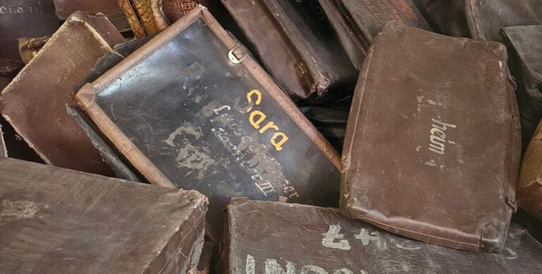 Auschwitz victims: suitcases of deportees preserved at the Auschwitz Museum (artifact display)