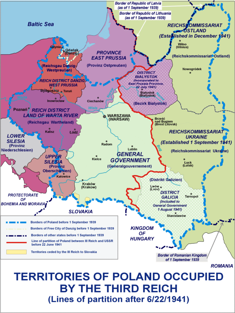 Is Auschwitz in Poland or Germany – map of 1939 occupation showing Auschwitz in German-annexed territory